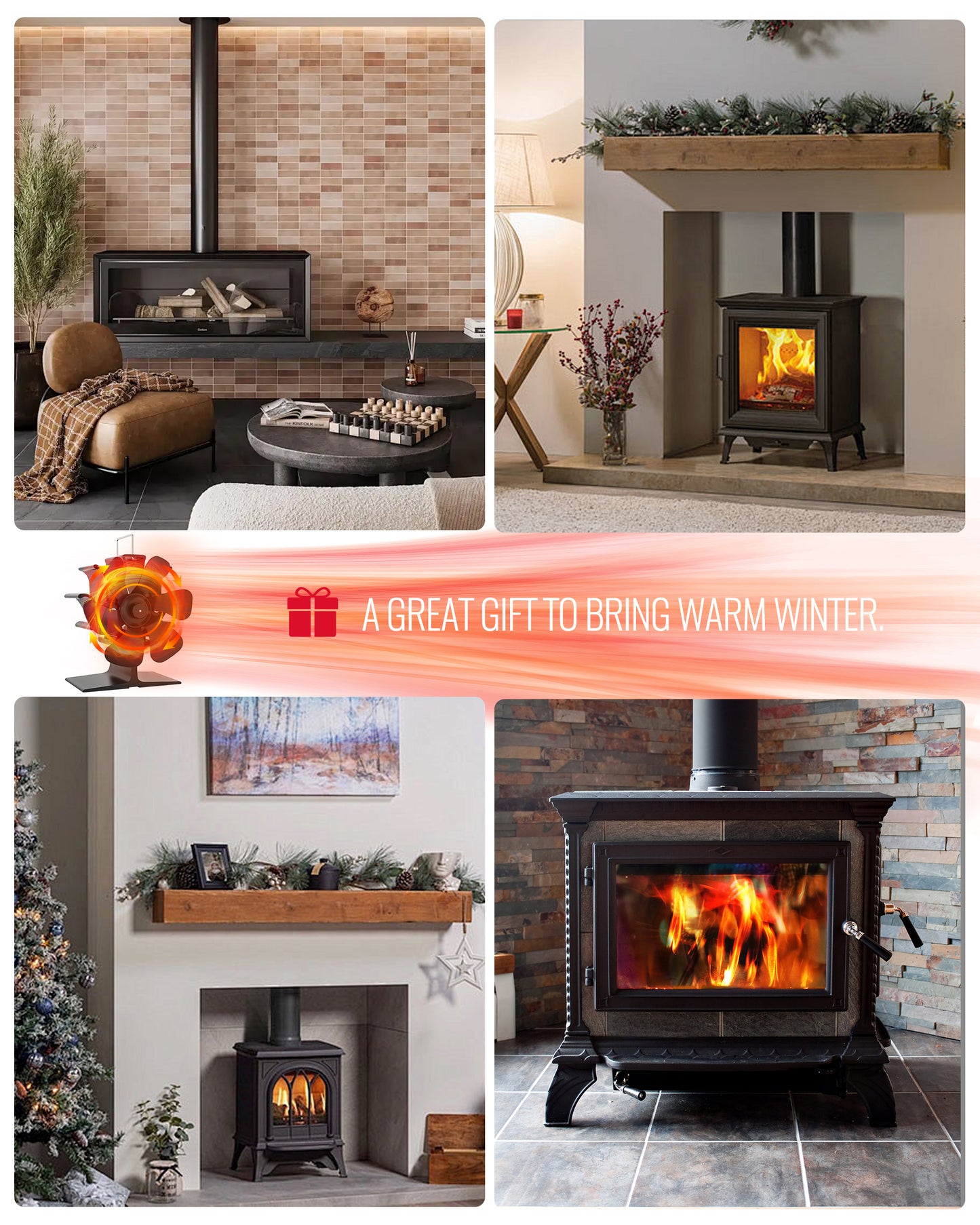 TITECK 6 Blades Wood Stove Fan